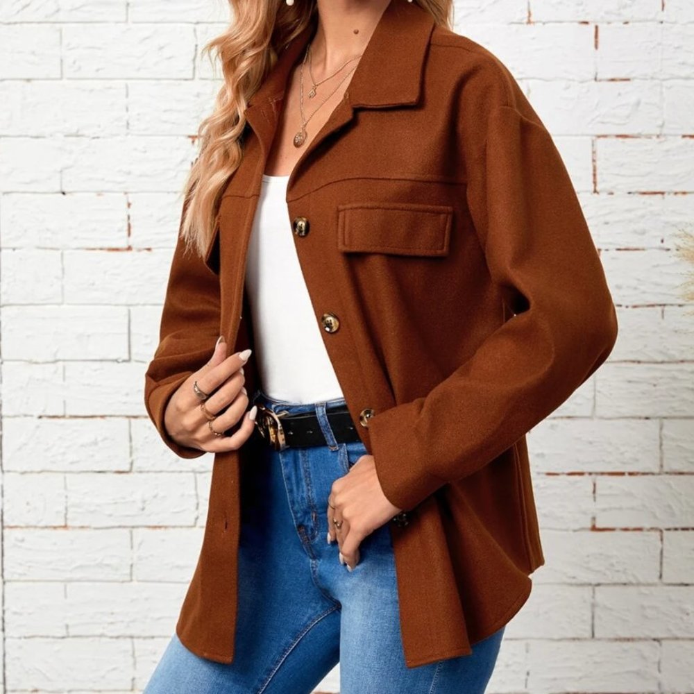 LAST ONE 🔥 Oversized Boyfriend Shacket Shirt Jacket - Picture 5 of 7